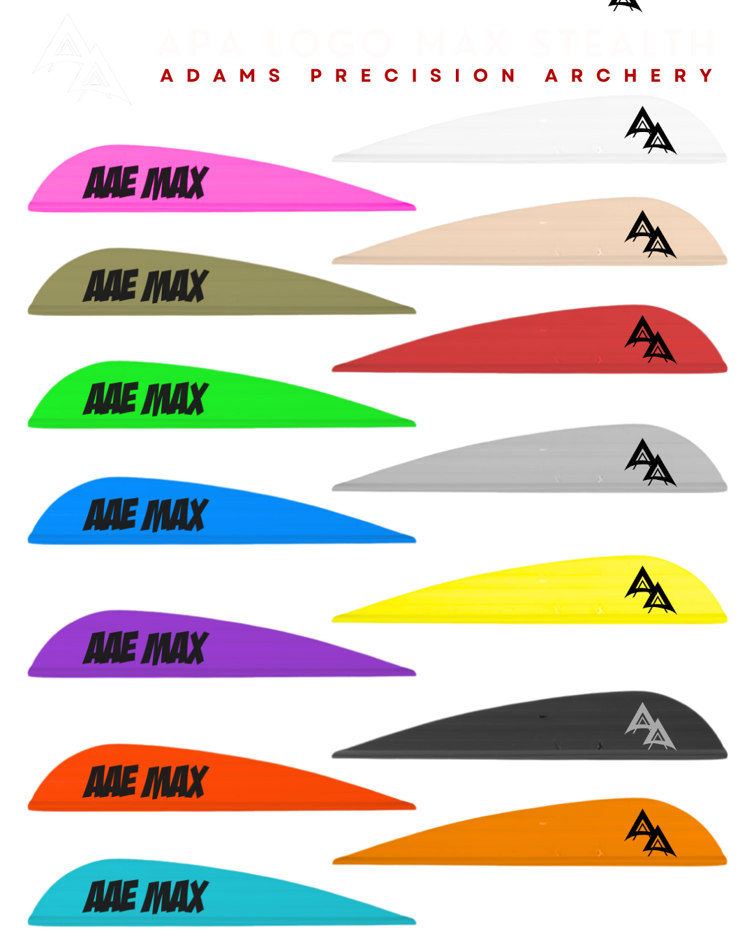 ADAMS PRECISION ARCHERY LOGO VANES | AAE MAX STEALTH - 40ct