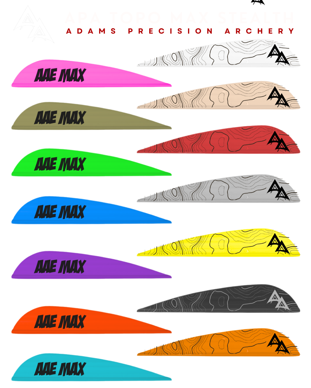 ADAMS PRECISION ARCHERY TOPO VANES | AAE MAX STEALTH - 15ct