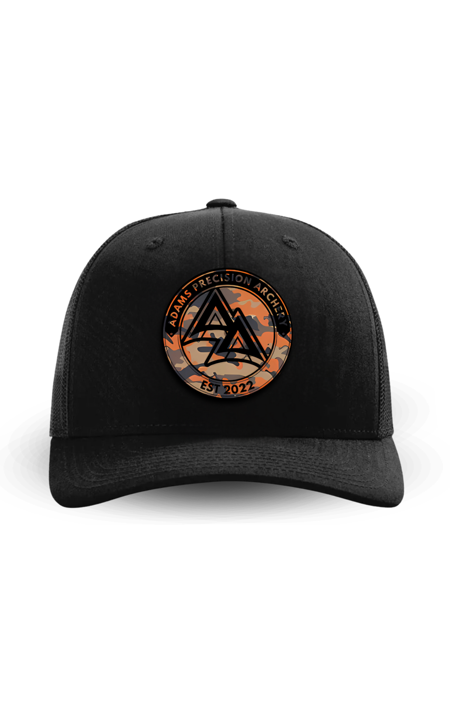 APA RICHARDSON 112 HAT - ORANGE CAMP CAMO TRADITIONAL ROUND PATCH | BLACK/CHARCOAL