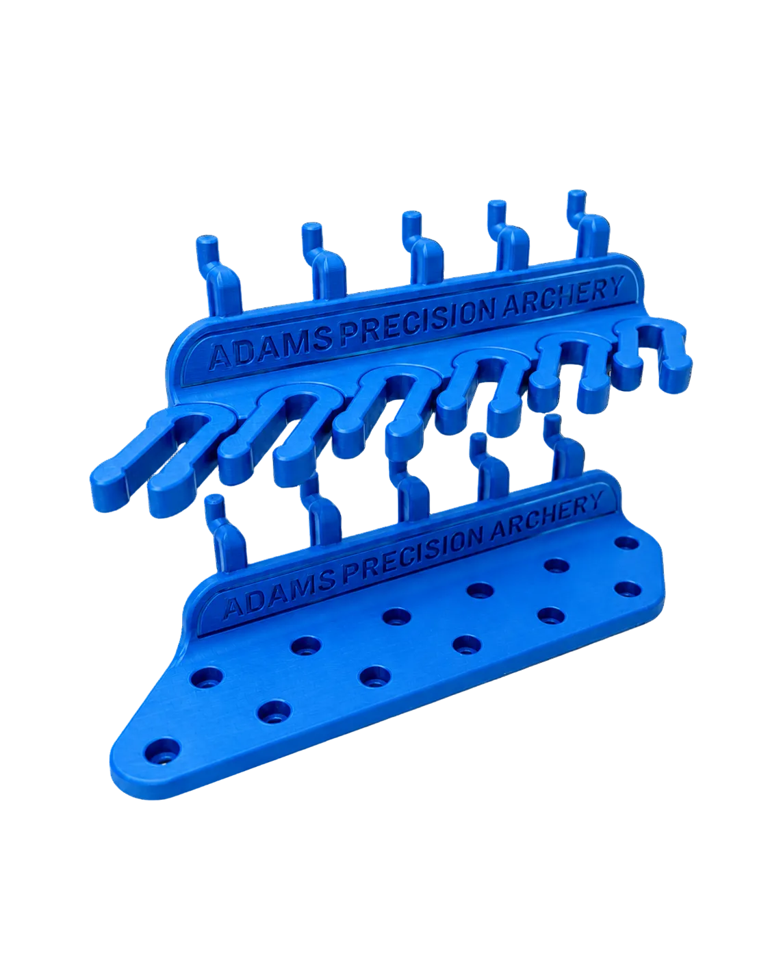 Blue archery ARROW HOLDER with 'Adams Precision Archery' branding 